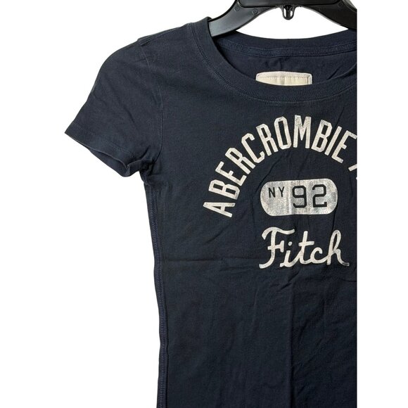 Abercrombie and Fitch Tops - VTG Abercrombie and Fitch Y2K Shirt Ladies XS Navy Arch Spellout Faded Iconic